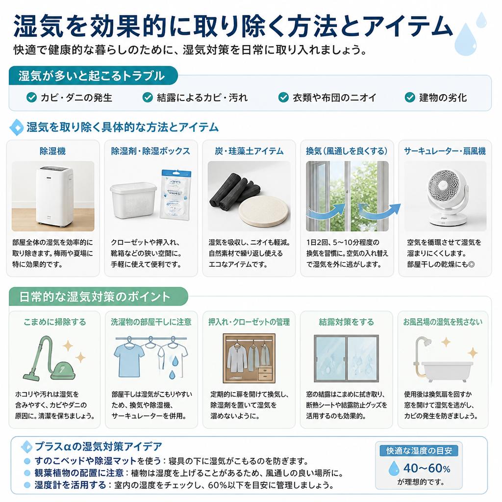 2. 家の湿気を取り除く方法