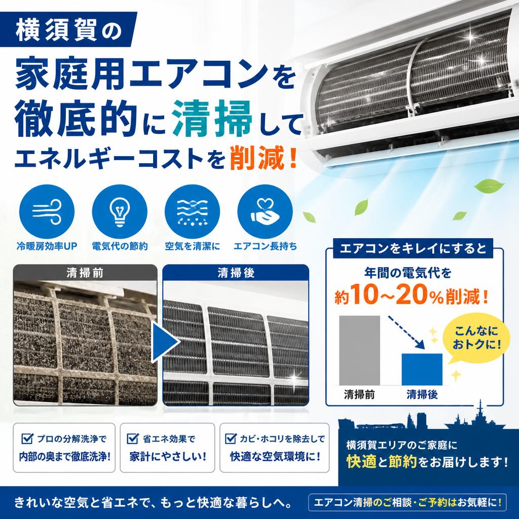 横須賀の家庭用エアコンを徹底的に清掃してエネルギーコストを削減！