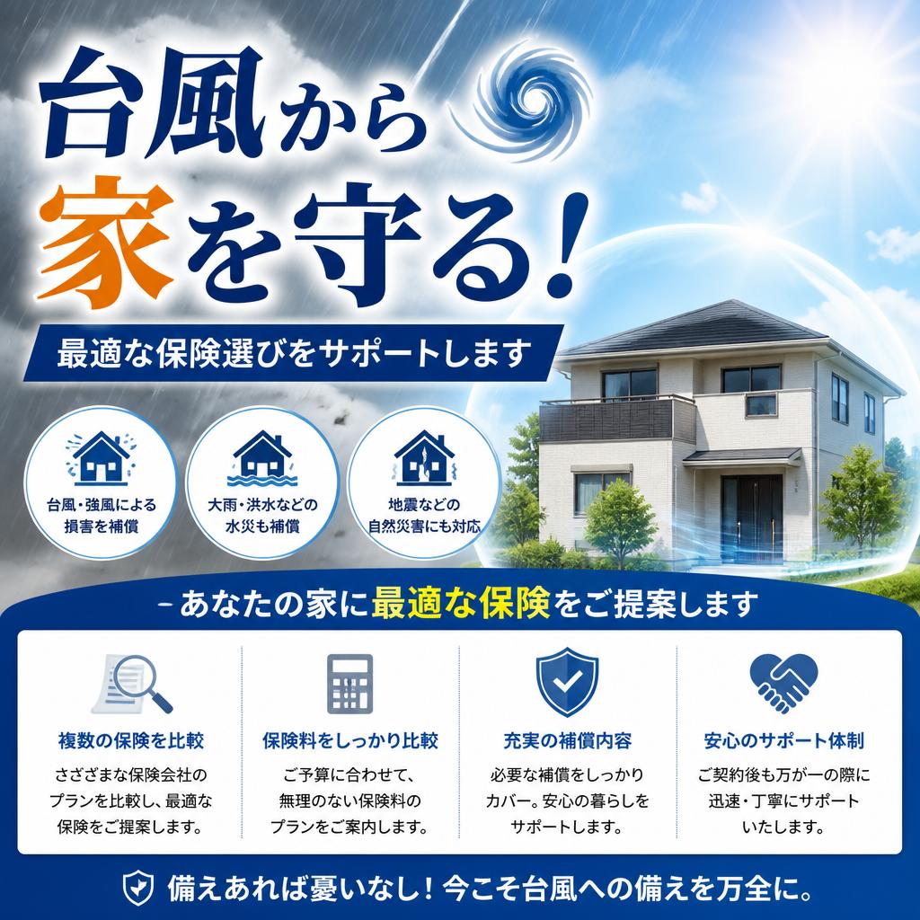 台風から家を守る！最適な保険選びをサポートします