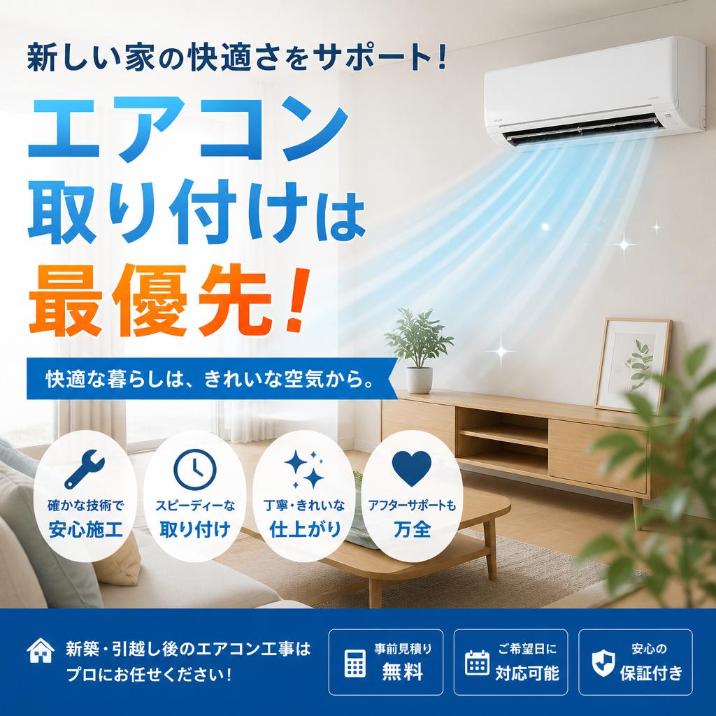 新しい家の快適さをサポート！エアコン取り付けは最優先！