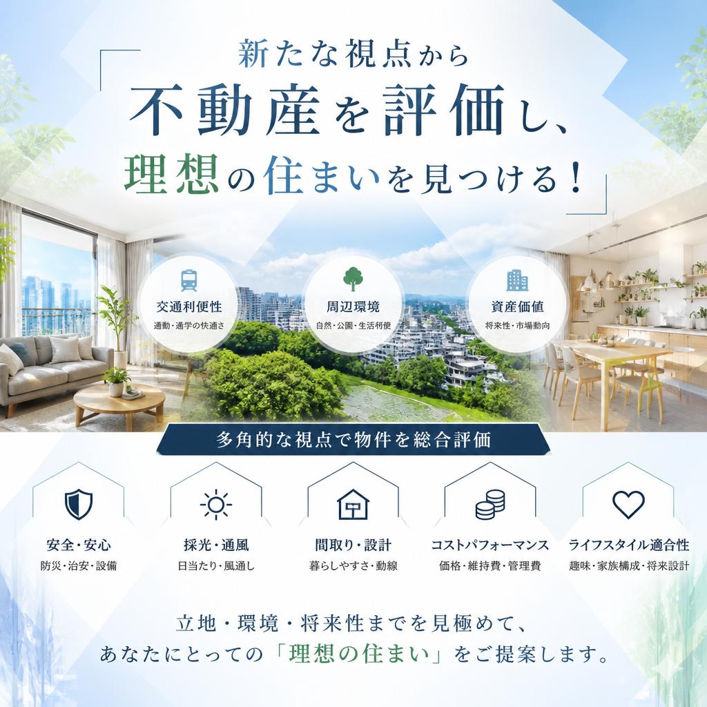 新たな視点から不動産を評価し、理想の住まいを見つける！