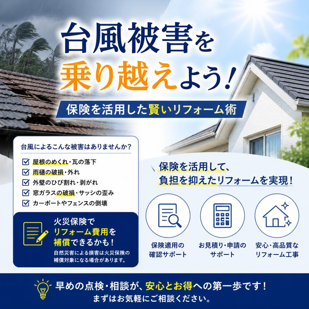 台風被害を乗り越えよう！保険を活用した賢いリフォーム術