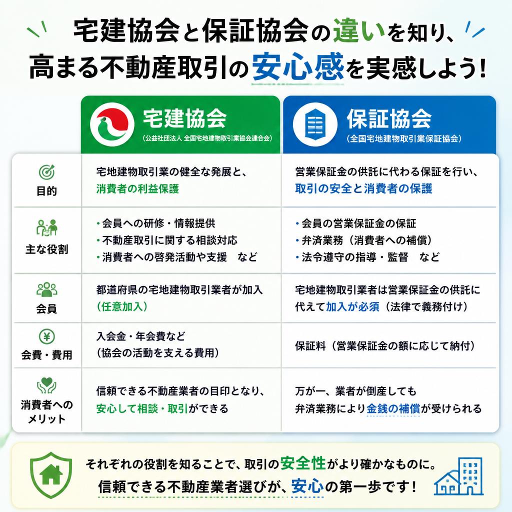 宅建協会と保証協会の違いを知り、高まる不動産取引の安心感を実感しよう！
