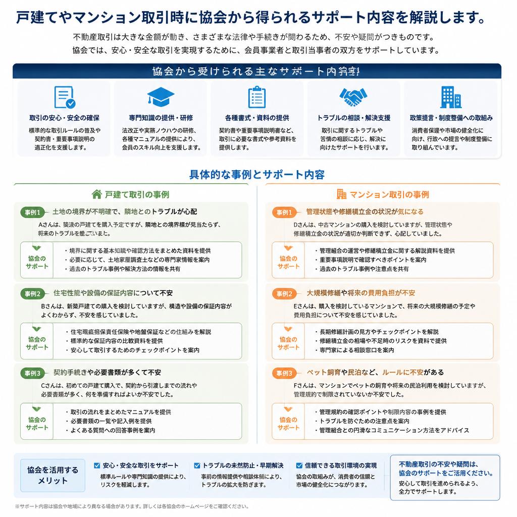 戸建て・マンションの取引におけるサポート