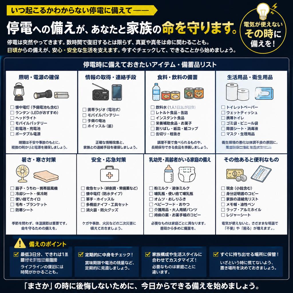 5. 停電対策の必需品リスト