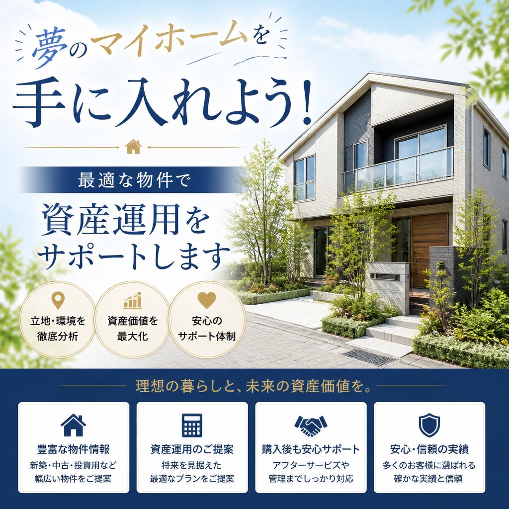 夢のマイホームを手に入れよう！最適な物件で資産運用をサポートします